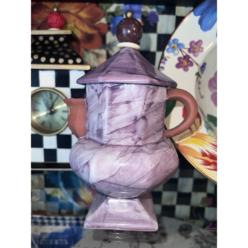 MacKenzie-Childs HOPSCOTCH Aurora Ceramic Grape Lolli CREAMER TEAPOT Post Card